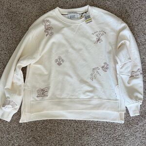 NWT Scotch and Soda Embroidered Cream Graphic Sweatshirt